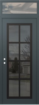 Diamond C16 36" x 96" anthracite/anthracite mirrored Glass Panel black RHI with Transom clear Glass