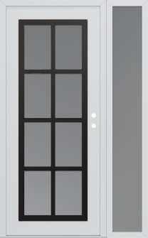 Diamond C16 52" x 80" white/white frosted Glass Panel black LHI with Sidelite frosted Glass