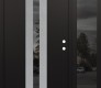Modern Steel Front Door DIAMOND A2 48" X 80" BLACK/BLACK MIRRORED GLASS PANEL STAINLESS STEEL LHI WITH SIDELITE MIRRORED GLASS