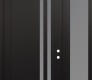 Modern Steel Front Door Diamond C6 52" x 96" black/white frosted Glass Panel black LHI with Sidelite and Transom frosted Glass