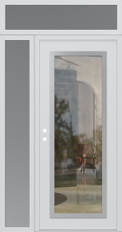 Diamond C1 48" x 96" white/white clear Glass Panel stainless steel RHI with Sidelite and Transom frosted Glass