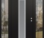 Modern Steel Front Door DIAMOND A11 60" X 80" BLACK/WHITE FROSTED GLASS PANEL STAINLESS STEEL LHI WITH 2 SIDELITES CLEAR GLASS