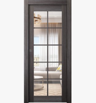 Palladio 10 Lite Clear Vetro Gray Oak Pocket doors