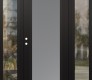 Modern Steel Front Door Diamond C1 60" x 80" black/white frosted Glass Panel black RHI with 2 Sidelites clear Glass