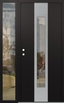 DIAMOND A1 48" X 80" BLACK/BLACK CLEAR GLASS PANEL STAINLESS STEEL RHI WITH SIDELITE CLEAR GLASS