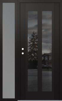 Diamond C14 50" x 80" black/black mirrored Glass Panel black RHI with Sidelite frosted Glass