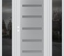 Modern Steel Front Door Diamond C7 60" x 80" white/white frosted Glass Panel stainless steel RHI with 2 Sidelites mirrored Glass