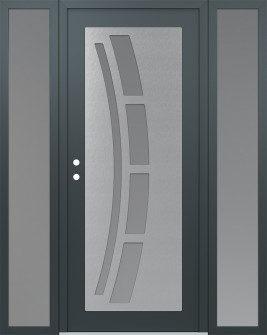 Diamond C12 60" x 80" anthracite/anthracite frosted Glass Panel stainless steel RHI with 2 Sidelites frosted Glass