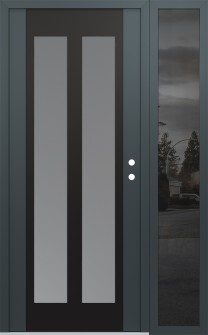 Diamond C14 52" x 80" anthracite/anthracite frosted Glass Panel black LHI with Sidelite mirrored Glass