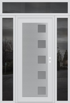 Diamond C5 64" x 96" white/white frosted Glass Panel stainless steel LHI with 2 Sidelites and Transom mirrored Glass