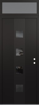 DIAMOND A12 36" X 96" BLACK/BLACK MIRRORED GLASS PANEL BLACK LHI WITH TRANSOM FROSTED GLASS