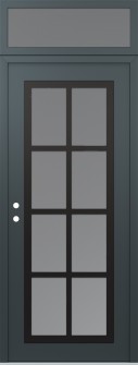 Diamond C16 36" x 96" anthracite/anthracite frosted Glass Panel black RHI with Transom frosted Glass