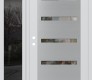 Modern Steel Front Door Diamond C7 52" x 80" white/white clear Glass Panel stainless steel RHI with Sidelite mirrored Glass