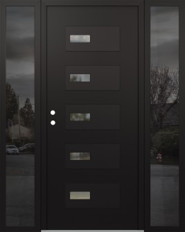 Diamond D7 60" x 80" black/black clear Glass Panel black RHI with 2 Sidelites mirrored Glass