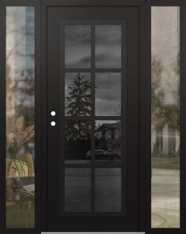 Diamond C16 64" x 80" black/black mirrored Glass Panel black RHI with 2 Sidelites clear Glass
