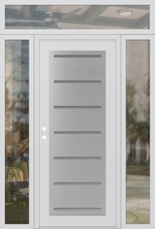 Diamond C11 60" x 96" white/white frosted Glass Panel stainless steel RHI with 2 Sidelites and Transom clear Glass