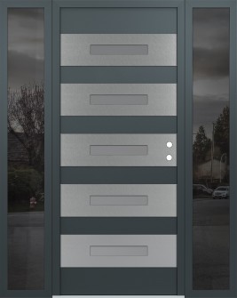 Diamond D9 68" x 80" anthracite/anthracite Frosted Glass Panel stainless steel LHI with 2 Sidelites Mirrored Glass