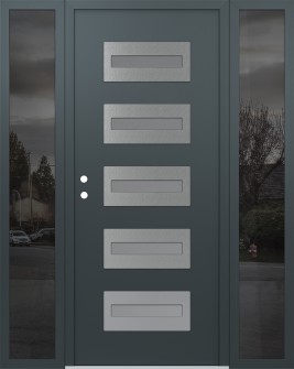 Diamond D4 60" x 80" anthracite/anthracite frosted Glass Panel stainless steel RHI with 2 Sidelites mirrored Glass