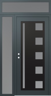 Diamond C3 48" x 96" anthracite/anthracite frosted Glass Panel black RHI with Sidelite and Transom frosted Glass