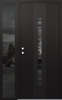 DIAMOND A4 48" X 80" BLACK/BLACK MIRRORED GLASS PANEL BLACK RHI WITH SIDELITE MIRRORED GLASS