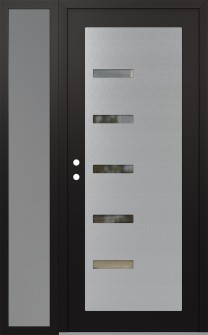 Diamond C8 48" x 80" black/black clear Glass Panel stainless steel RHI with Sidelite frosted Glass