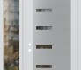 Modern Steel Front Door Diamond C8 50" x 96" white/white clear Glass Panel stainless steel RHI with Sidelite and Transom clear Glass