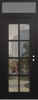 Diamond C16 36" x 96" black/black clear Glass Panel black LHI with Transom frosted Glass
