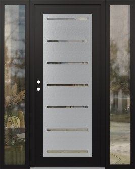 Diamond C11 68" x 80" black/black clear Glass Panel stainless steel RHI with 2 Sidelites clear Glass