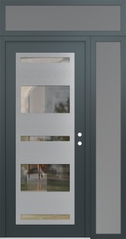 Diamond C10 52" x 96" anthracite/anthracite clear Glass Panel stainless steel LHI with Sidelite and Transom frosted Glass