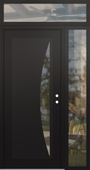 Diamond C13 48" x 96" black/black clear Glass Panel black LHI with Sidelite and Transom clear Glass