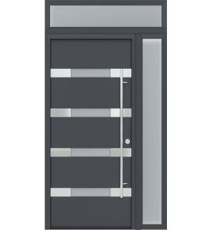 MODERN FRONT STEEL DOOR AURA ANTRACIT/WHITE 49 1/4" X 95 11/16" LHI + SIDELITE RIGHT/TRANSOM