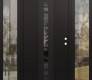 Modern Steel Front Door DIAMOND A4 60" X 80" BLACK/BLACK MIRRORED GLASS PANEL BLACK LHI WITH 2 SIDELITES CLEAR GLASS