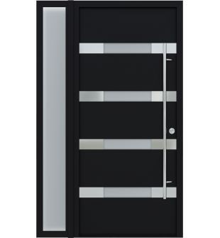 MODERN FRONT STEEL DOOR AURA BLACK/WHITE 49 1/4" X 81 11/16" LHI + SIDELITE LEFT