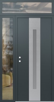 DIAMOND A2 48" X 96" ANTHRACITE/ANTHRACITE FROSTED GLASS PANEL STAINLESS STEEL RHI WITH SIDELITE AND TRANSOM CLEAR GLASS