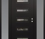 Modern Steel Front Door Diamond D4 68" x 80" black/black clear Glass Panel black LHI with 2 Sidelites frosted Glass