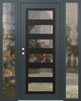 Diamond C9 64" x 80" anthracite/anthracite clear Glass Panel black RHI with 2 Sidelites clear Glass