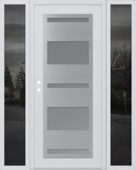 Diamond C10 60" x 80" white/white frosted Glass Panel stainless steel RHI with 2 Sidelites mirrored Glass