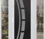 Modern Steel Front Door Diamond C12 68" x 80" white/white frosted Glass Panel black RHI with 2 Sidelites clear Glass