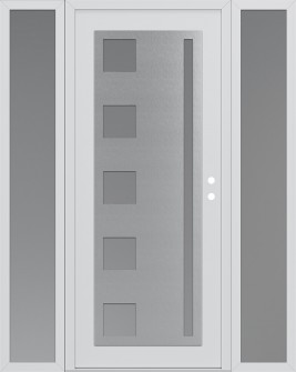 Diamond C3 64" x 80" white/white frosted Glass Panel stainless steel LHI with 2 Sidelites frosted Glass