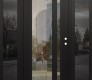 Modern Steel Front Door Diamond C15 64" x 80" black/black clear Glass Panel black LHI with 2 Sidelites mirrored Glass