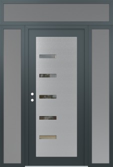 Diamond C8 68" x 96" anthracite/anthracite clear Glass Panel stainless steel RHI with 2 Sidelites and Transom frosted Glass