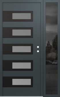 Diamond D3 52" x 80" anthracite/anthracite frosted Glass Panel black LHI with Sidelite mirrored Glass