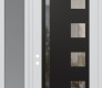 Modern Steel Front Door Diamond C3 50" x 96" white/white clear Glass Panel black RHI with Sidelite and Transom frosted Glass