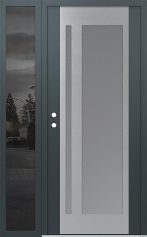 Diamond C15 52" x 80" anthracite/anthracite frosted Glass Panel stainless steel RHI with Sidelite mirrored Glass