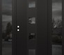 Modern Steel Front Door DIAMOND A12 68" X 80" BLACK/BLACK MIRRORED GLASS PANEL BLACK RHI WITH 2 SIDELITES MIRRORED GLASS