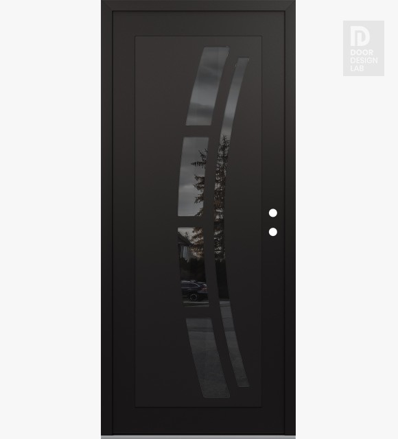 Modern Steel Front Door Diamond C12 36" x 80" black/black mirrored Glass Panel black LHI