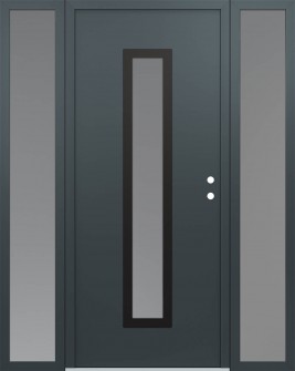 DIAMOND A11 68" X 80" ANTHRACITE/ANTHRACITE FROSTED GLASS PANEL BLACK LHI WITH 2 SIDELITES FROSTED GLASS