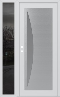 Diamond C13 48" x 80" white/white frosted Glass Panel stainless steel LHI with Sidelite mirrored Glass
