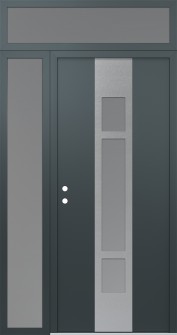 DIAMOND A9 52" X 96" ANTHRACITE/ANTHRACITE FROSTED GLASS PANEL STAINLESS STEEL RHI WITH SIDELITE AND TRANSOM FROSTED GLASS