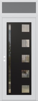 Diamond C3 36" x 96" white/white clear Glass Panel black RHI with Transom frosted Glass